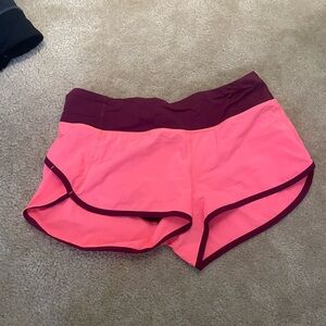 Lululemon Athletica Pink and Maroon Athletic Shorts